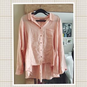 Anthropologie Linen Peplum Top